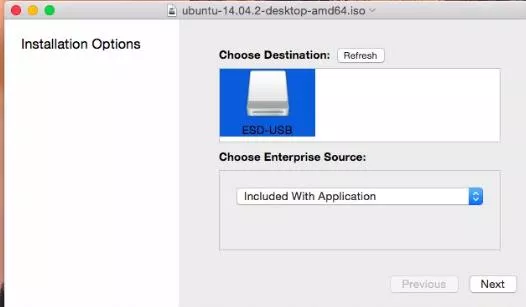 Mac USB Linux Loader > Seleccionar ISO y destino