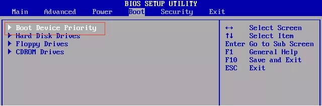 BIOS Boot Menu Priority