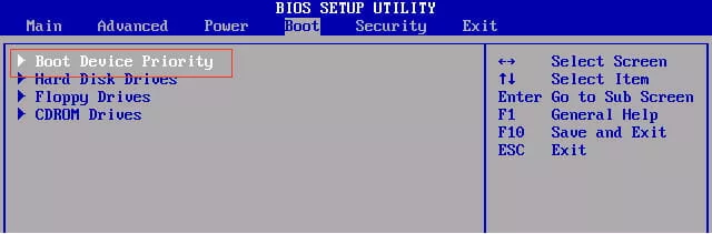 BIOS Boot Menu Priority