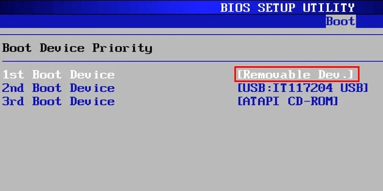 Bios First Device Priority Removable Devices