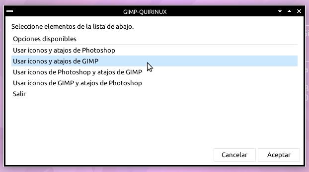 Configurador Quirinux GIMP