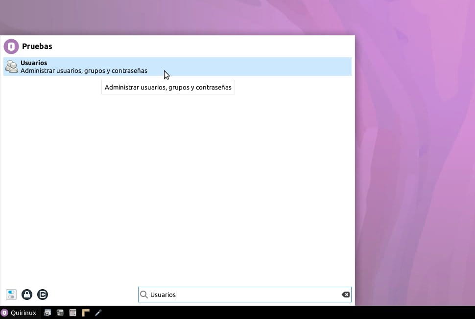 Botón Quirinux > Usuarios